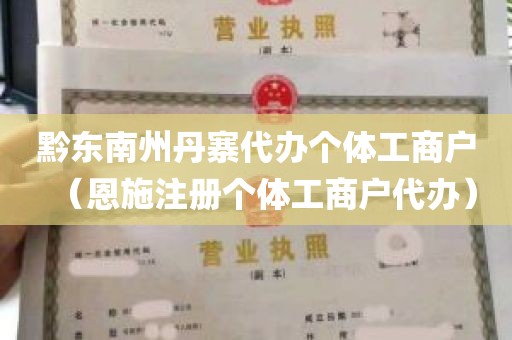 黔东南州丹寨代办个体工商户（恩施注册个体工商户代办）