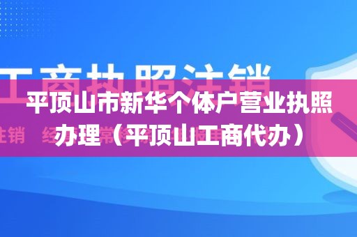 平顶山市新华个体户营业执照办理（平顶山工商代办）