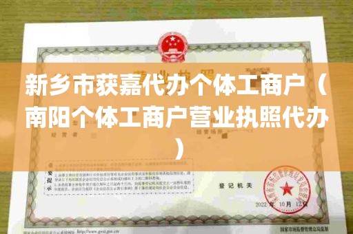 新乡市获嘉代办个体工商户（南阳个体工商户营业执照代办）