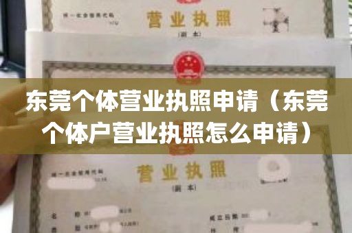 东莞个体营业执照申请（东莞个体户营业执照怎么申请）