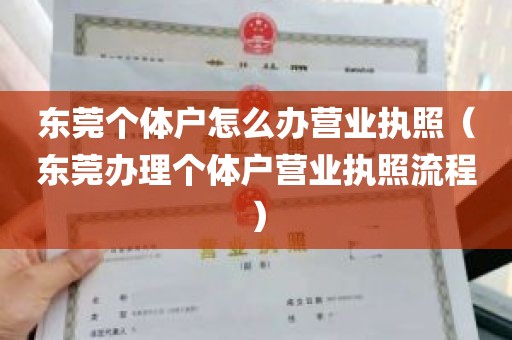 东莞个体户怎么办营业执照（东莞办理个体户营业执照流程）