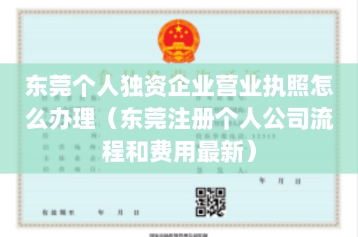 东莞个人独资企业营业执照怎么办理（东莞注册个人公司流程和费用最新）