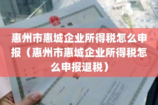 惠州市惠城企业所得税怎么申报（惠州市惠城企业所得税怎么申报退税）