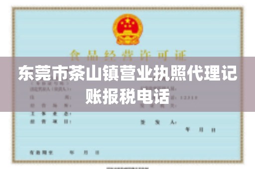 东莞市茶山镇营业执照代理记账报税电话