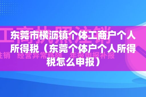东莞市横沥镇个体工商户个人所得税（东莞个体户个人所得税怎么申报）