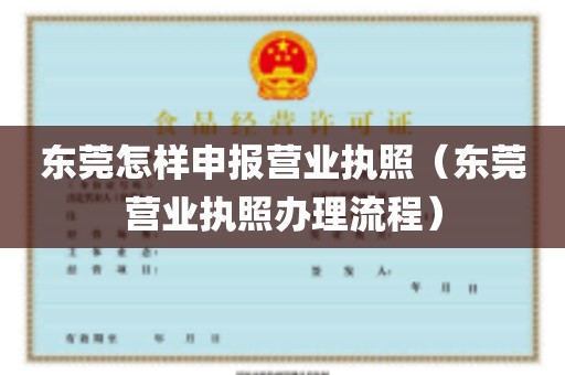 东莞怎样申报营业执照（东莞营业执照办理流程）