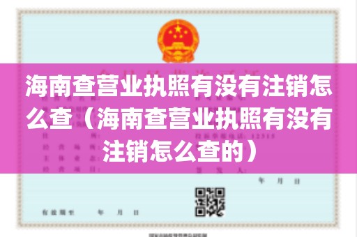 海南查营业执照有没有注销怎么查（海南查营业执照有没有注销怎么查的）