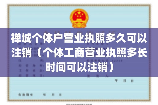 禅城个体户营业执照多久可以注销（个体工商营业执照多长时间可以注销）