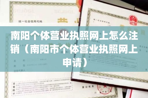 南阳个体营业执照网上怎么注销（南阳市个体营业执照网上申请）