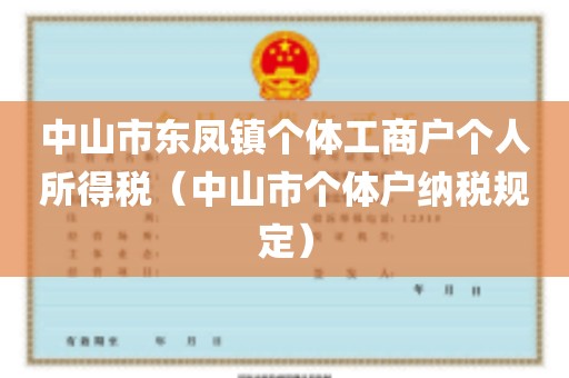中山市东凤镇个体工商户个人所得税（中山市个体户纳税规定）