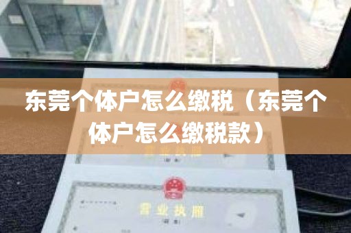 东莞个体户怎么缴税（东莞个体户怎么缴税款）