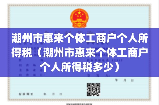 潮州市惠来个体工商户个人所得税（潮州市惠来个体工商户个人所得税多少）