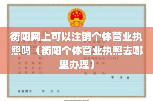 衡阳网上可以注销个体营业执照吗（衡阳个体营业执照去哪里办理）