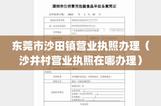 东莞市沙田镇营业执照办理（沙井村营业执照在哪办理）