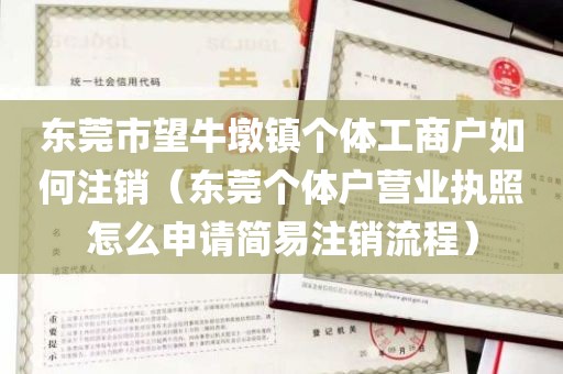 东莞市望牛墩镇个体工商户如何注销（东莞个体户营业执照怎么申请简易注销流程）