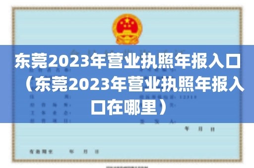 东莞2023年营业执照年报入口（东莞2023年营业执照年报入口在哪里）