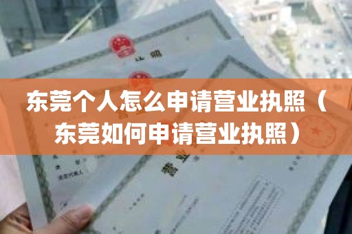 东莞个人怎么申请营业执照（东莞如何申请营业执照）