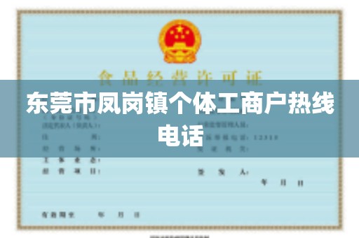 东莞市凤岗镇个体工商户热线电话