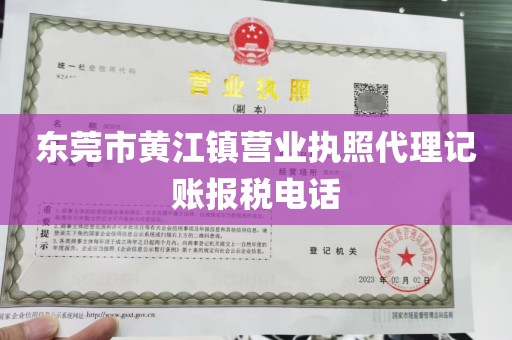 东莞市黄江镇营业执照代理记账报税电话