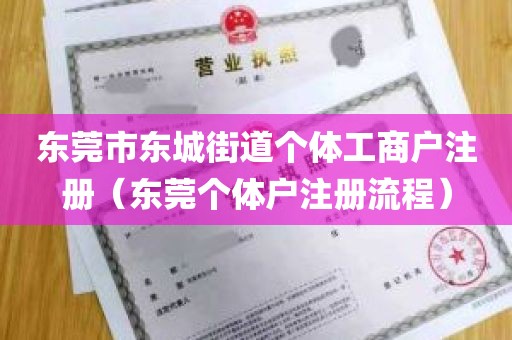 东莞市东城街道个体工商户注册（东莞个体户注册流程）