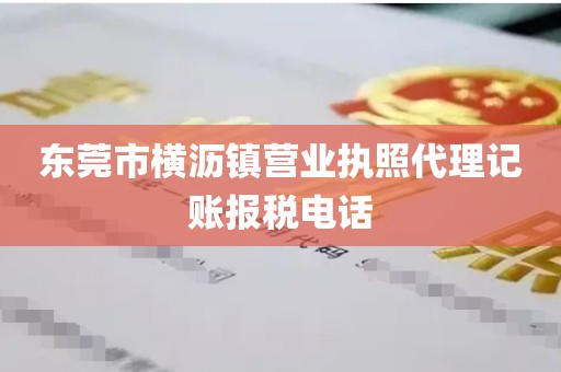 东莞市横沥镇营业执照代理记账报税电话