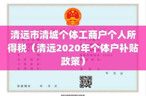清远市清城个体工商户个人所得税（清远2020年个体户补贴政策）