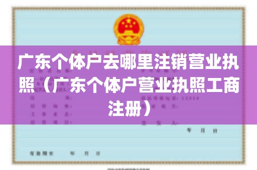 广东个体户去哪里注销营业执照（广东个体户营业执照工商注册）