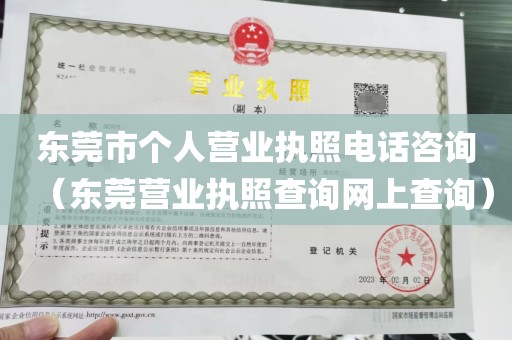 东莞市个人营业执照电话咨询（东莞营业执照查询网上查询）