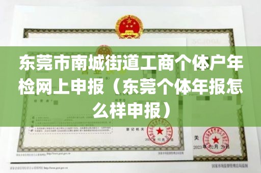 东莞市南城街道工商个体户年检网上申报（东莞个体年报怎么样申报）